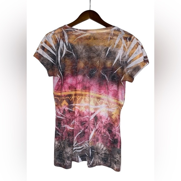 Maurices Women V-Neck Short Sleeves Paisley Tee Shirt‎ Size Large Casual - Picture 2 of 6